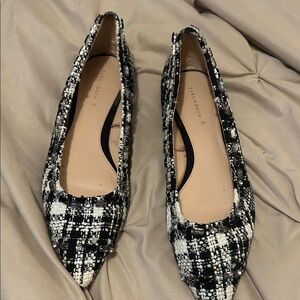 Zara Tweed Black and White Flats